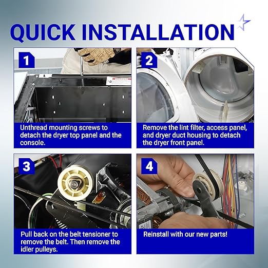 BlueStars 661570V 661570 & 279640 & W10837240 Dryer Drum Belt Idler Pulley and Pulley Kit - Compatible with Whirlpool Maytag Kenmore Dryers WED9200SQ0 WED5600XW0 WED9200SQ0 GEW9250PW1