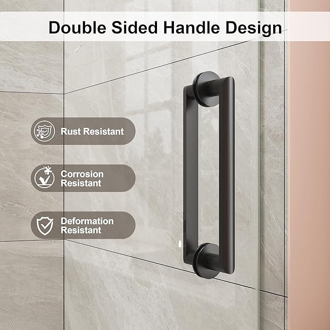 Frameless Shower Door,Single Sliding Glass Shower Door with Nano Coating & Safety Film, Adjustable 49"-54" W x 72" H, Matte Black,1/4" (6mm) SGCC Tempered Glass