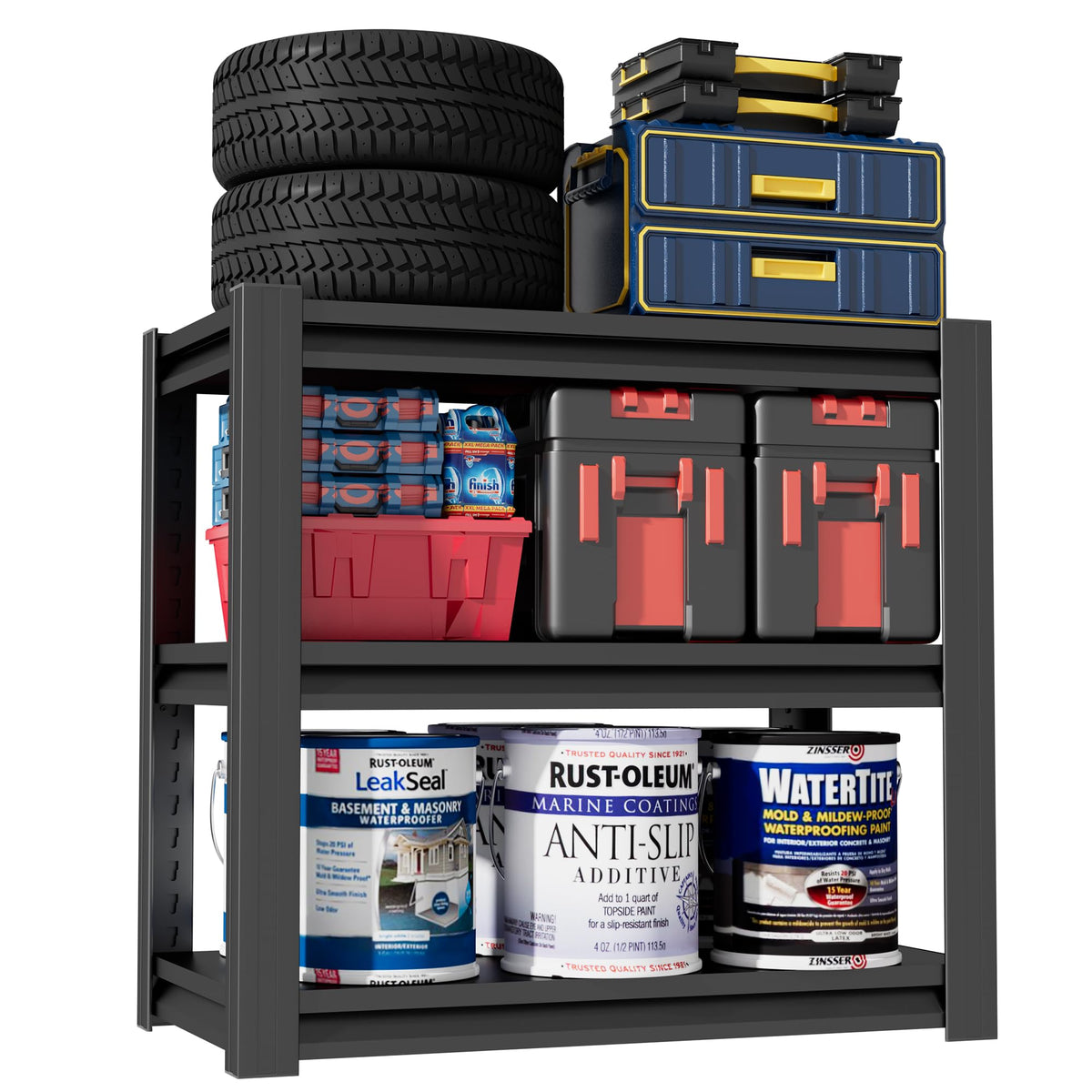 3 Tier Garage Shelving Heavy Duty,Adjustable Metal Shelving - Image 1