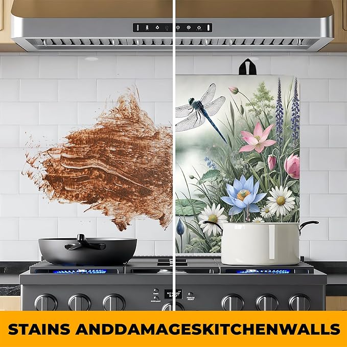 Stove Top Cover for Home Decoration Kitchen Pad Washable Cooktop Covers Countertop Stove Protector Mat for Home Kitchen Cooktops (dragonfly, 28"x20")