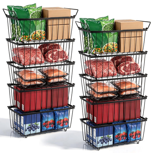 Yalikop 10 Pack Freezer Organizer Bins 5-7 Cu. ft Storage Baskets - Image 1