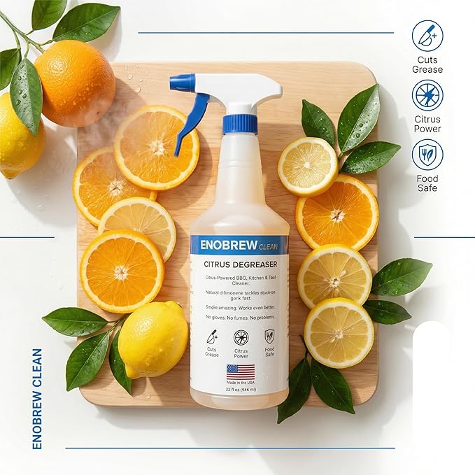 Citrus Degreaser and Kitchen Grease Cleaner, Heavy Duty Natural Citrus Formula for BBQ Grills, Stovetops, Cabinets, Autos and Outdoor Surfaces, Fast Acting Best Kitchen Degreaser (32 oz)