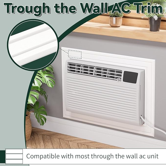 Flehomo Through The Wall AC Trim, Adhesive Trim for Through The Wall Air Conditioner Units, Foam Sealer Gap Trim, Windproof & Nice Appearance