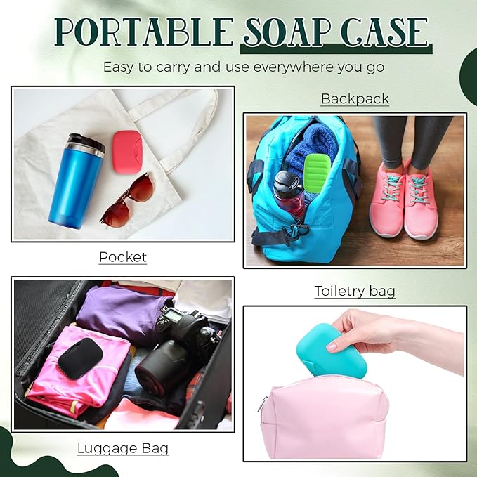 Nuogo 48 Pcs Soap Box Holder Bulk Portable Travel Soap Dish Case Plastic Leakproof Container for Home Bathroom Outdoor Camping Hiking Vacation Gym Shower