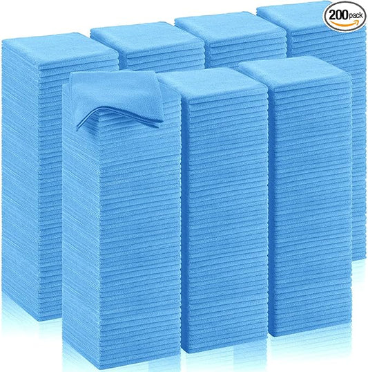 200 Pcs Microfiber Cleaning Cloth 16x16 Inch Microfiber Towels for Car Ultra Absorbent Cleaning Rags Reusable Lint Free Streak Free Detailing Towel for Car Washing Drying Dusting (Blue)