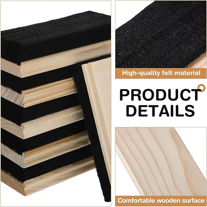 Felt Campus Style Erasers, Cleaner Dusters Felt Chalkboard Eraser for Kids Wood Chalk Eraser for Chalkboard Cleaners Dusters for Markers White Black Boards Paint School Students Teachers (6 Pieces)