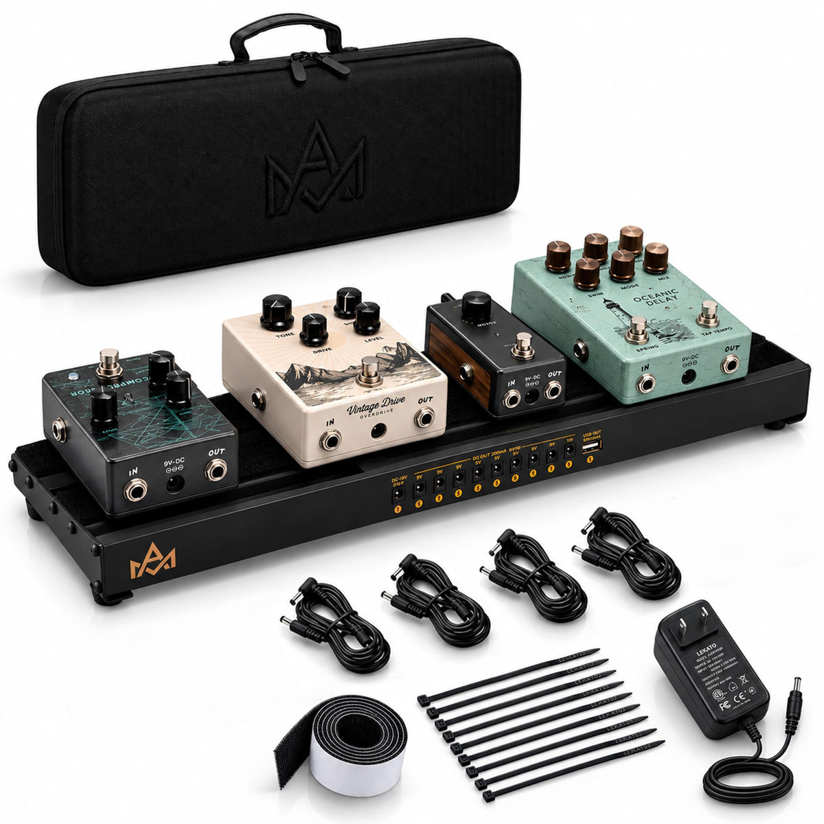 MA Powered Guitar Pedal Board with Built-In Power Supply - Image 1