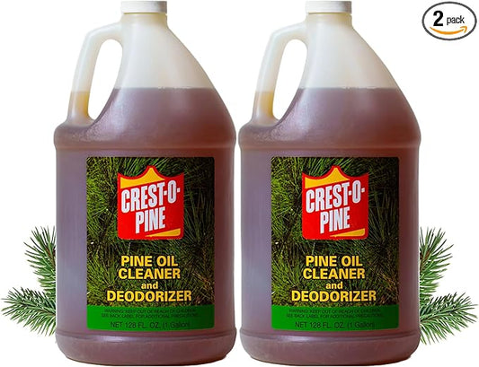Crest-O-Pine Real Pine Oil Cleaner Concentrate Deodorizer, Multi-Purpose All-Purpose Household Cleaner for Floors, Kitchen, Bathroom, Laundry, Grease & Odor Removal (2, 128 fl oz)