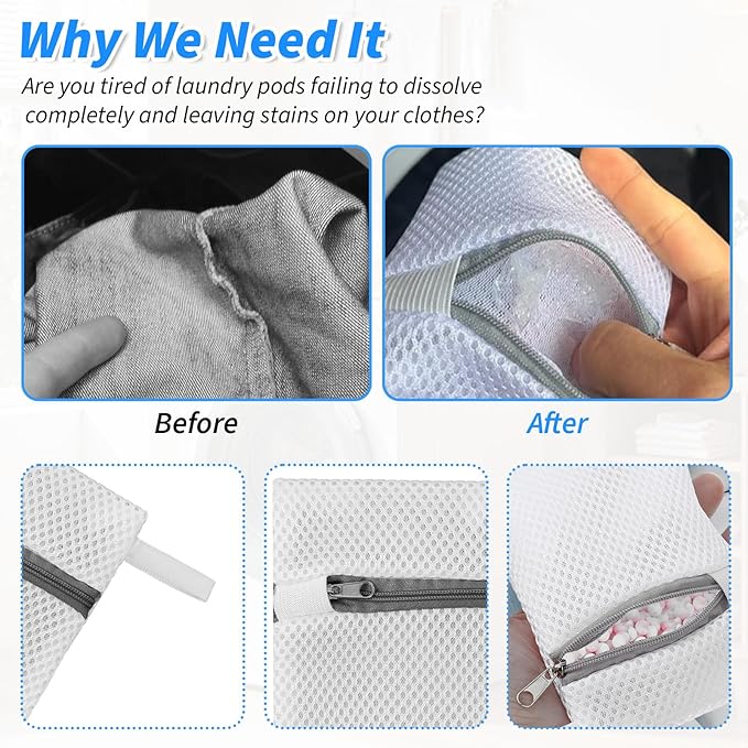 4 Pcs Laundry Pod Anti-Sticking Bag, Polyester Scent Beads Wash Bag, Small Mesh Laundry Bags for Most Washing Machine(5.1 x 3.9 Inch)