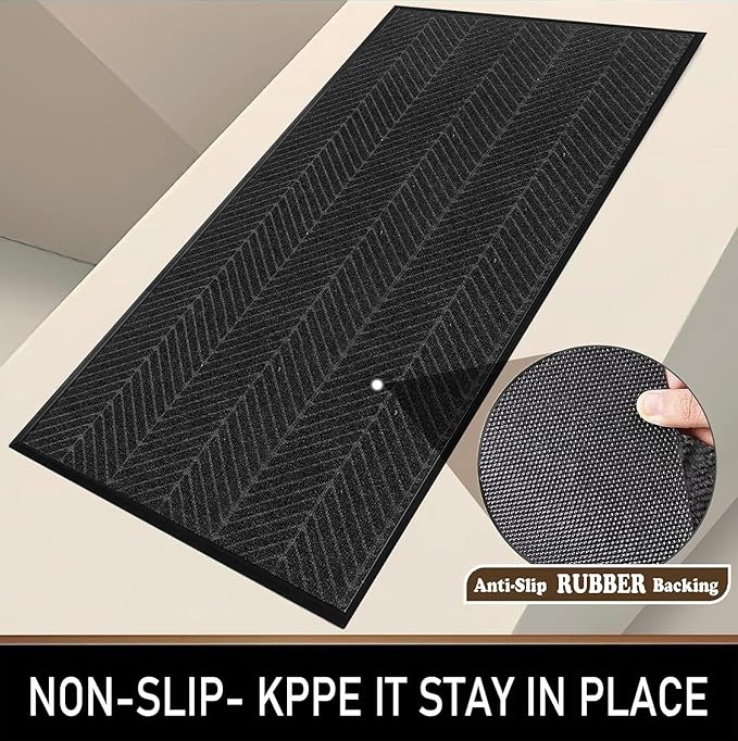 Front Door Mat,2'x6' Indoor Outdoor Entry Mat, Commercial Door Mat Indoor Outdoor Entrance, Heavy Duty Welcome Mat, Rubber Backing Non Slip Doormat for Entryway,Large Industrial Entry Rug