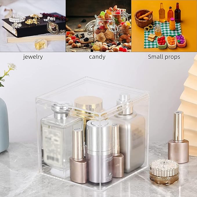 KissYou Acrylic Box Clear Box with Lid Transparent Display Square Cube Jewelry Storage Contanier Christmas Decorative Candy Boxes