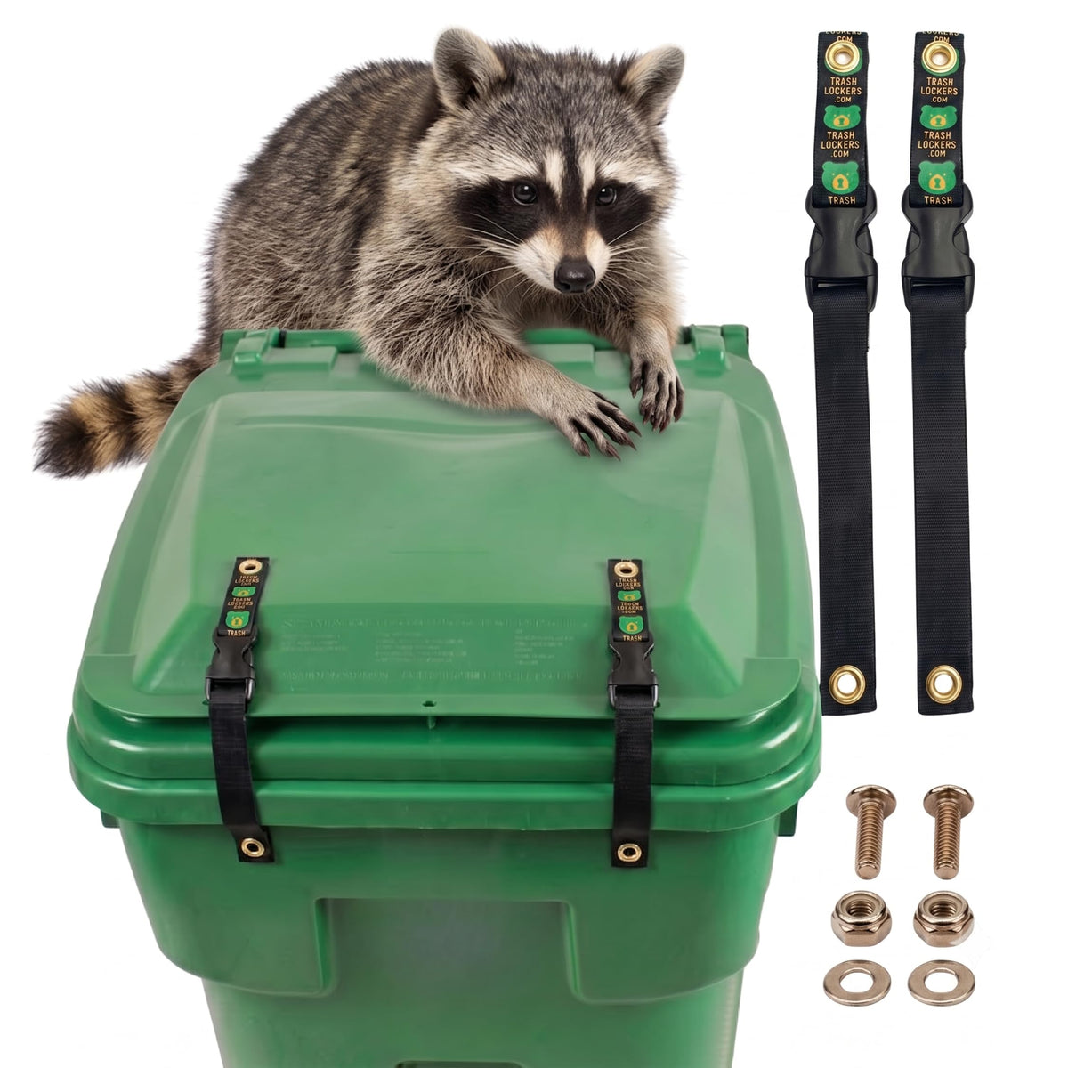 TrashLocker Bear and Raccoon Proof Trash Can Lid Lock Straps - Image 1
