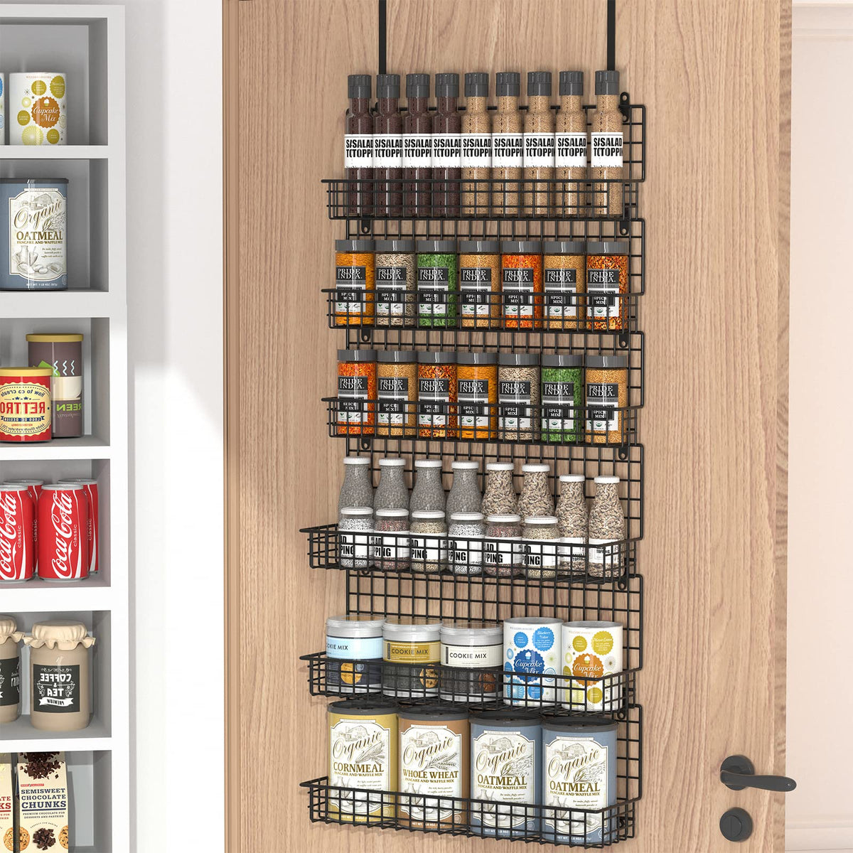 JKsmart 6-Tier Spice Rack Organizer with Door Hook, Wall - Image 1