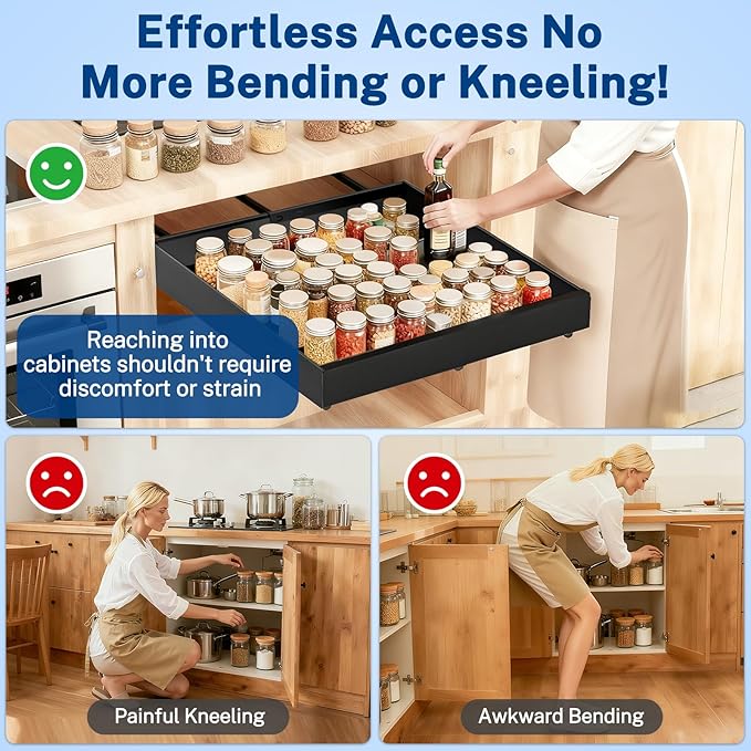 Insputer 4 Pack Pull Out Cabinet Organizer Expandable Width(12.2"-20.47") & 21" Deep