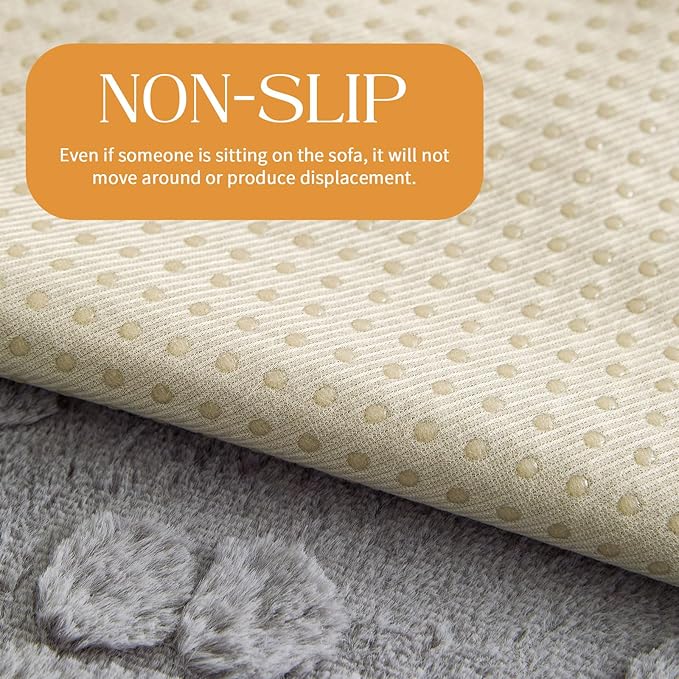 Waterproof Couch Cover for Dogs Washable,Fuzzy Pet Couch Covers for Sofa,Thick Soft Dog Mat Non-Slip Couch Covers for 3 Cushion Couch Sofa Pet Friendly (Grey, 35x74(1pc))