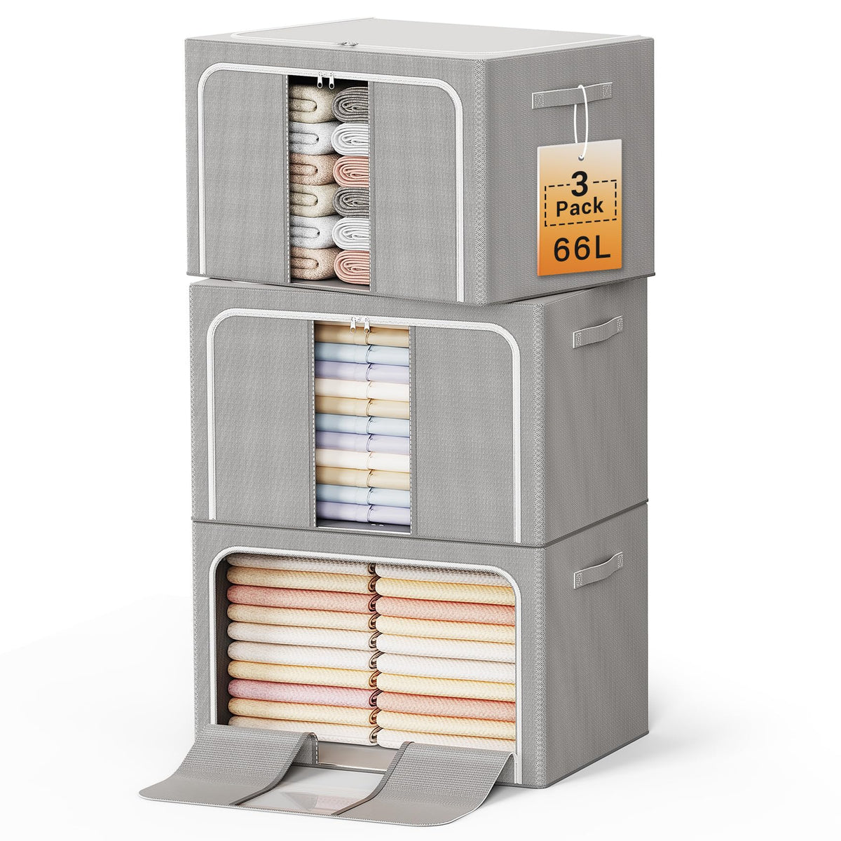 Clothes Storage Bins with Metal Frame Foldable Stora | All Products - Image 1