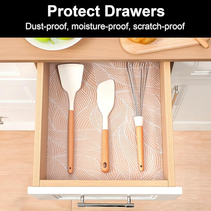 Cooyes Shelf Liners for Kitchen Cabinets, Refrigerator Liners Waterproof & Oil-Proof Kitchen Cupboard Liner Drawer Mats EVA Material Non Adhesive Fridge Liner for Shelves（17.5" W x 360" L）