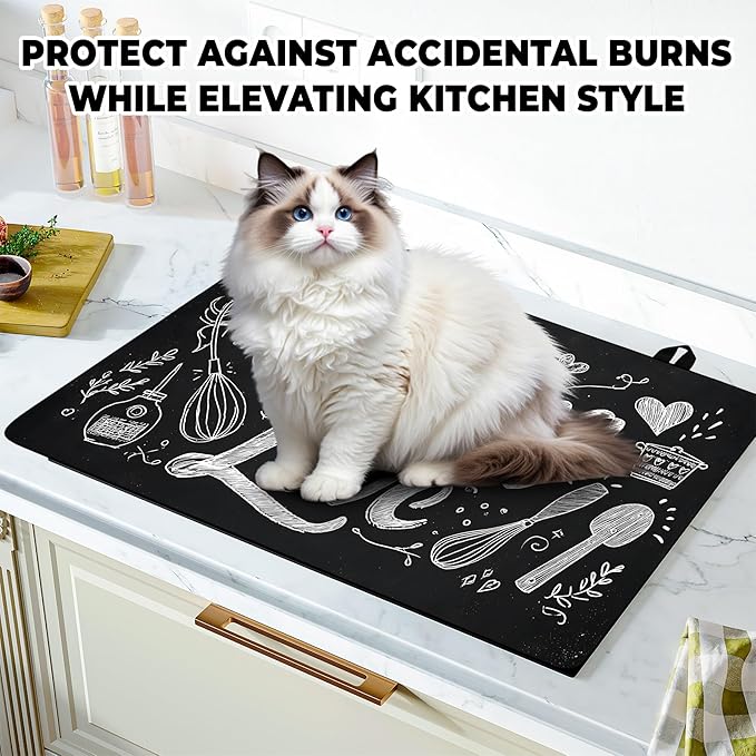Stove Top Cover for Home Decoration Kitchen Pad Washable Cooktop Covers Countertop Stove Protector Mat for Home Kitchen Cooktops (Cooking with love, 28"x20")