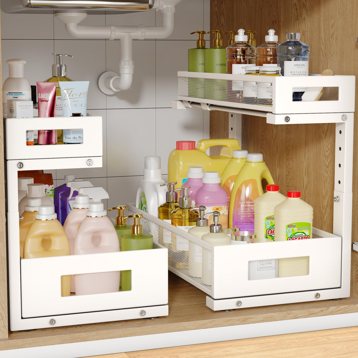 2 Pack 17IN Depth Under Sink Storage Organizer, Larg | Under Sink Stor - Image 1