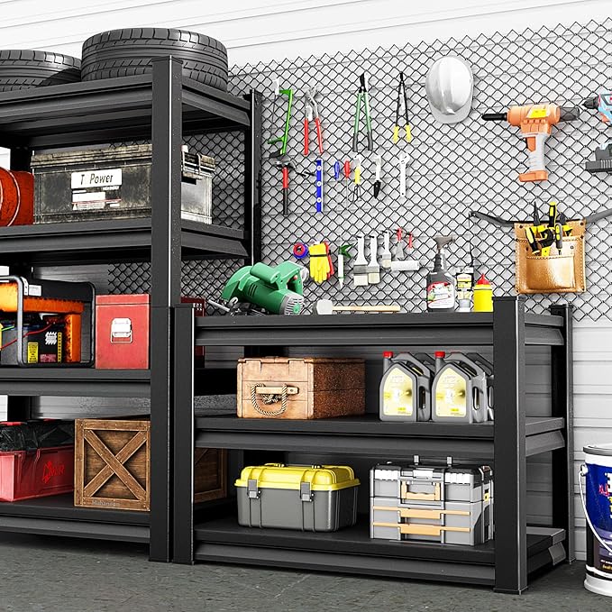 36''W Garage Shelves Heavy Duty - 1,200Lbs Steel Metal Adjustable Utility Storage Shelving Rack Units 36" W x 16" D x 36" H 3 Tier Black