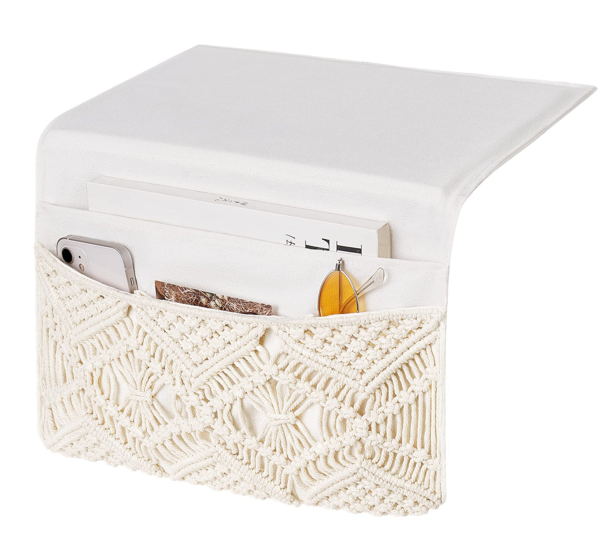 Mkono Macrame Bedside Caddy, Boho Bed Storage Organizer - Image 1