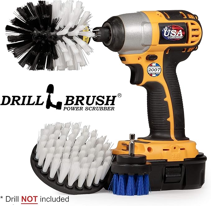 Drillbrush Pet Hair Remover Brushes - Lint Roller Brush Alternative - Car Carpet Pet Hair Lifter and Lint Remover - Cat / Dog Brush Drill Attachment Set - Stain Car Carpet Cleaning Brushes For Drill