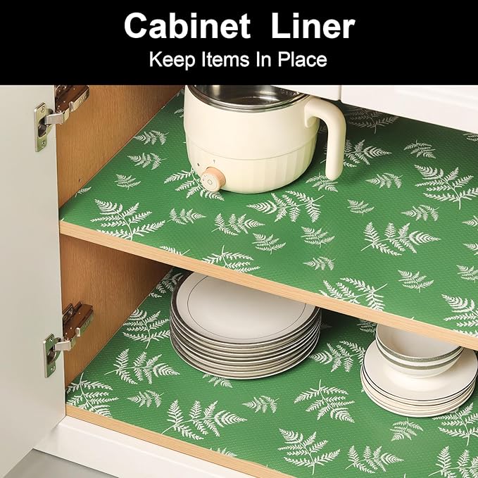 CooyesFridge Liners Shelf Liner for Kitchen Cabinets Refrigerator Liners Waterproof & Oil-Proof Kitchen Cupboard Liner Non Adhesive Drawer Mats EVA Material for Shelves（11.8" W x 360" L）