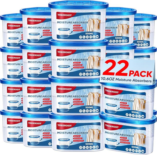 22Pack Moisture Absorbers, 10.6OZ Humidity Absorber Bucket, Moisture Absorbers for Closet, Dehumidifier Bucket for Wardrobes、 Kitchens and Bathrooms, Fragrance Free Humidity Absorber