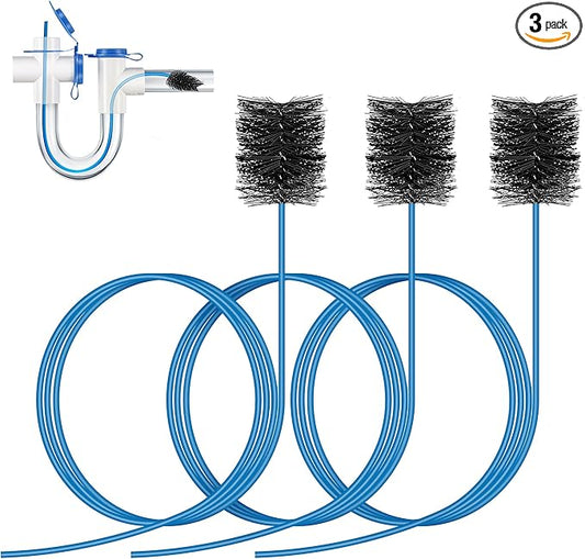 3 Pcs Condensate Trap Flexible Drain Brush, 48 Inch AC Drain Line Cleaning Brush for AC & HAVC Condensate P Trap, Blue
