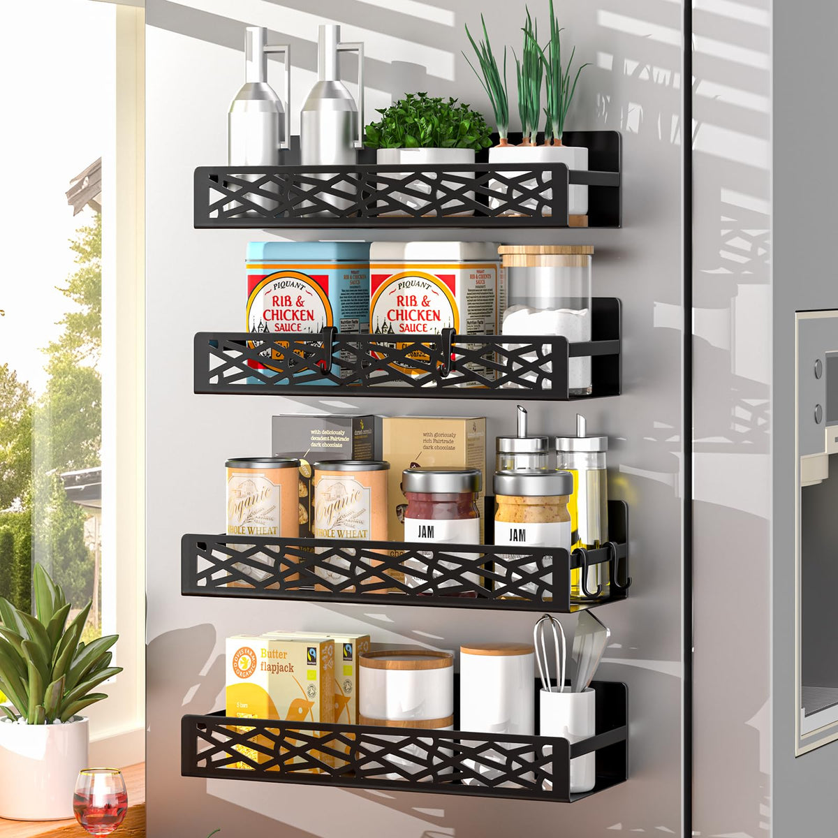 4 Pack Magnetic Spice Rack for Refrigerator, Heavy Duty - Image 1