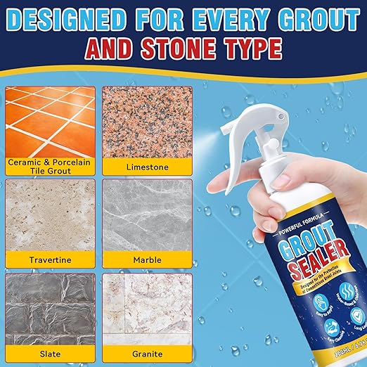 Grout Sealer, Waterproof Granite Sealer Spray, Long Lasting Clear Grout Sealant for Tile Grout, Marble, Granite, Limestone, Indoor & Outdoor