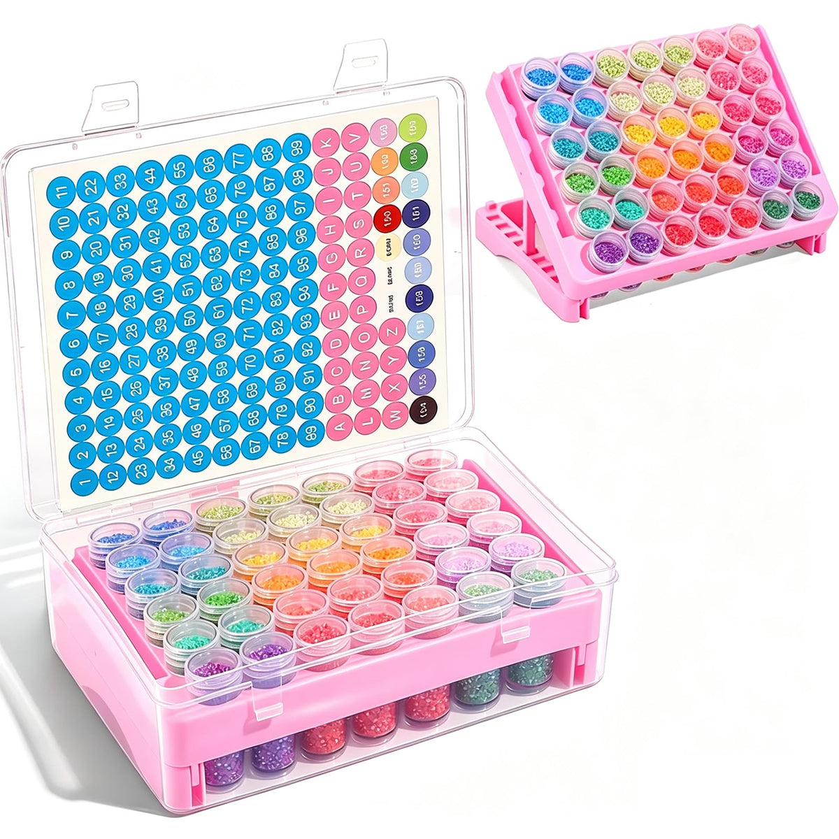 Diamond Art Painting Dot Storage Bottle With Holder Pink - Image 1