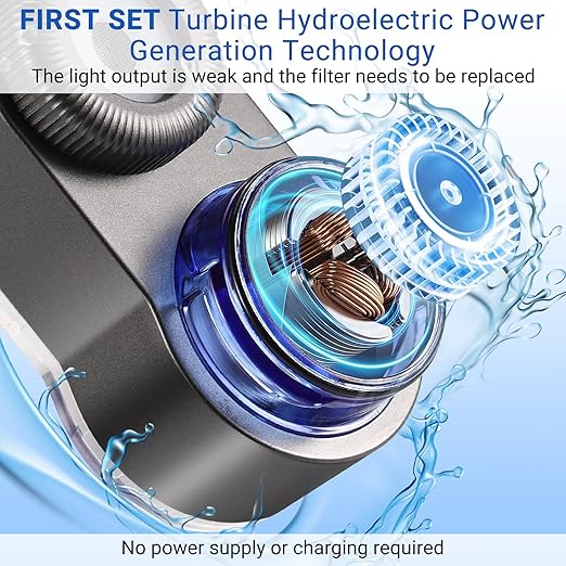 Faucet Water Filter for Sink, with LED Display Water Filter, Turbine-Powered UV Sterilization, Reduces Chlorine, Limescale, Heavy Metals, and Odors with 2 Replacement Filter