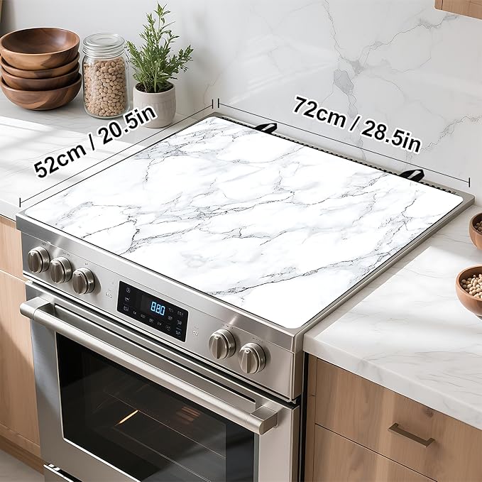 Stove Top Cover for Home Decoration Kitchen Pad Washable Cooktop Covers Countertop Stove Protector Mat for Home Kitchen Cooktops (white, 28"x20")