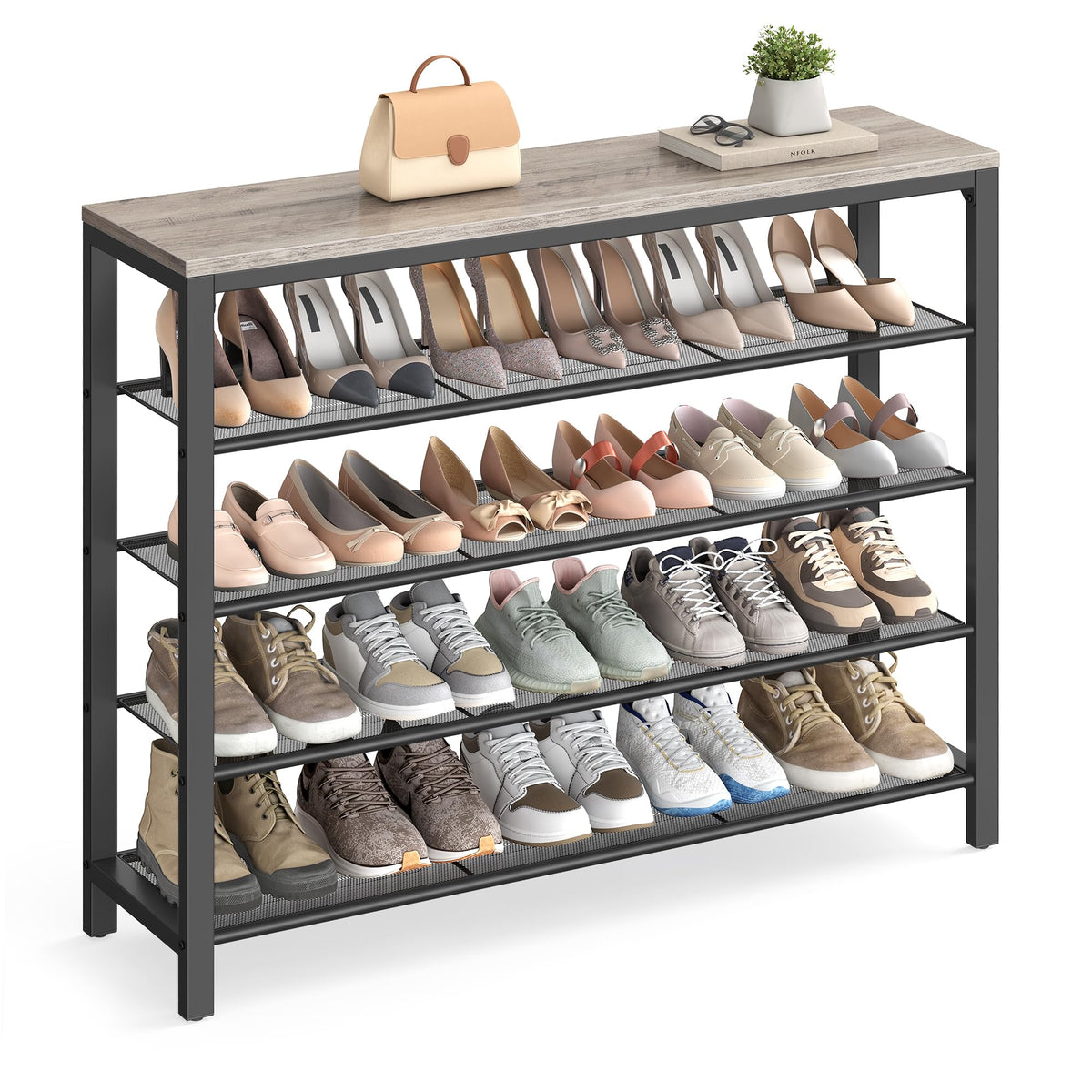 VASAGLE INDESTIC Shoe Rack, Organizer for Closet with 4 Mesh - Image 1