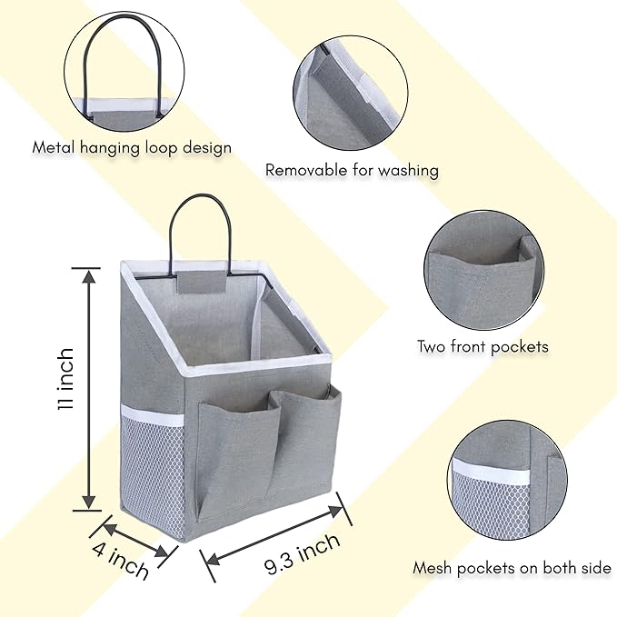 2pcs Wall Hanging Baskets for Organizing, Wall Hanging Storage Bag as Over the Door Organizer, Wall File Organizer, Rv Storage and Organization. For Bedroom, Office, Camper (Khaki-Upgraded)