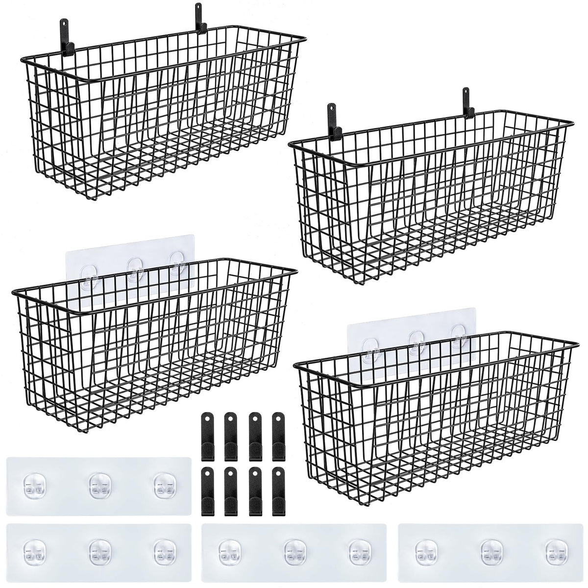 4 Set [EXTRA LARGE] Hanging Wall Mount Storage Baskets - Image 1