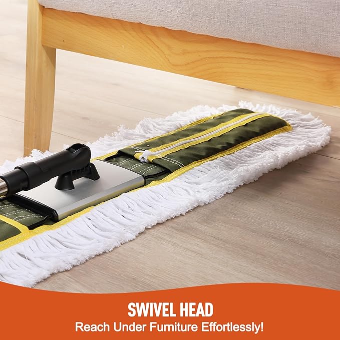 36" Commercial Dust Mop for Hardwood Floors, Tile, Laminate & Concrete - Heavy Duty Industrial Mop with Telescopic Handle, 2 Washable Microfiber Pads, Cleaning for Home, Warehouse, Office