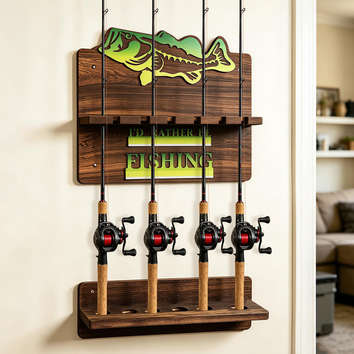 Fishing Rod Holder for Garage, Fishing Pole Rack Fishing - Image 1