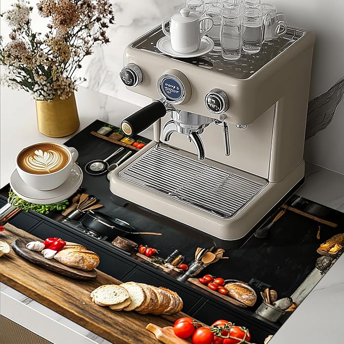 Stove Top Covers for Electric Pad 28 x 20 inches Rustic Kitchen Scene Kitchen Decorations Coffee Bar Mats for Coffee Maker Machine Stove Top Covers
