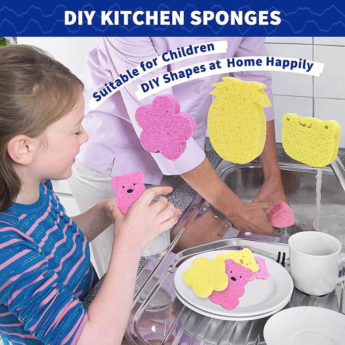 CELOX 24 Pack Durable Kitchen Sponges and Dish Soap Brush with Soap Dispenser for Dishes, Pans, Sink, Pots