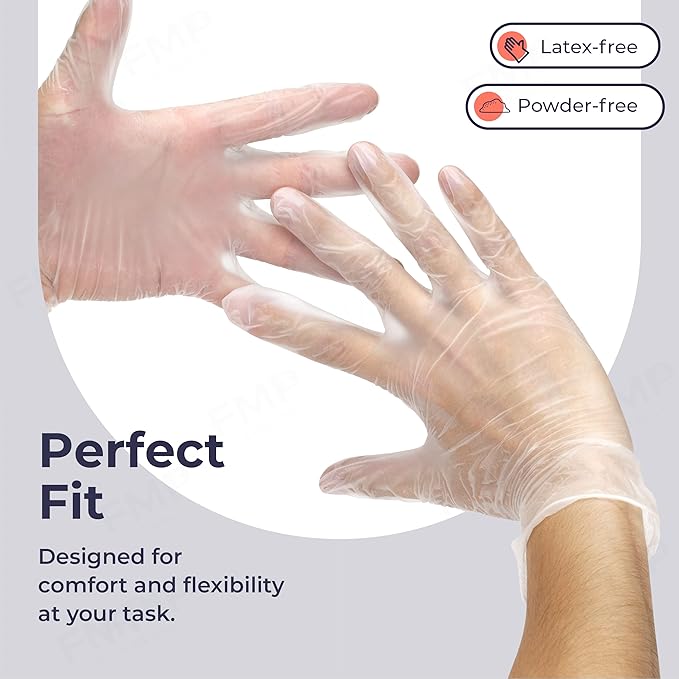 Fit Meal Prep 2000 Pack Disposable Latex Free Medium Vinyl Food Prep Gloves - Powder Free, Ideal for Kitchen, Bathroom, Household, Gardening