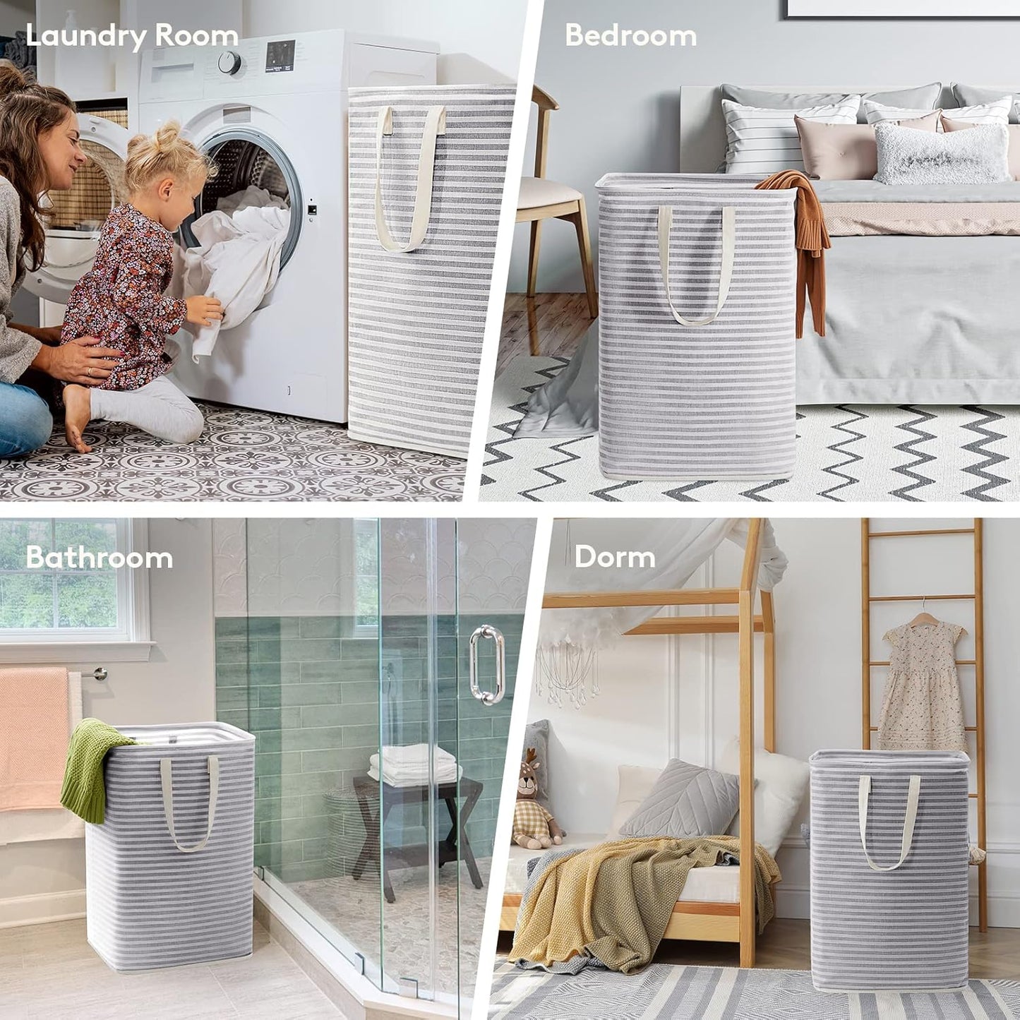 2-Pack Collapsible Laundry Hamper 80L Each — Freestanding, Waterproof & Foldable for Bedroom & Laundry Room | Nestify