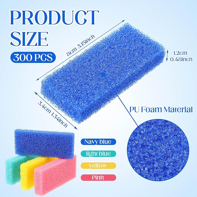 Batiyeer 300 Pcs Pumice Stone Bulk for Feet Scrubber Dead Skin Disposable Foot Pumice Foot Shower Scrubber for Heel Cuticle Callus Remover Bath Spa (Blue, Sky Blue, Pink, Yellow)