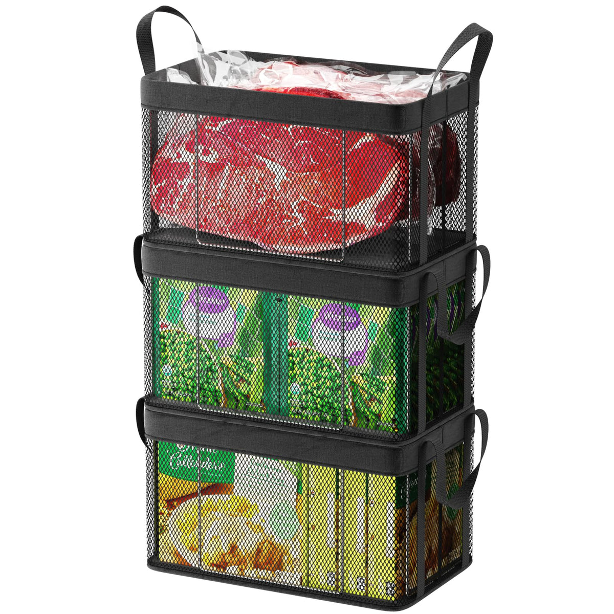 Freezer Organizer Bins - Large Baskets for 5 to 7 Cu.Ft, 3 Pack - Image 1