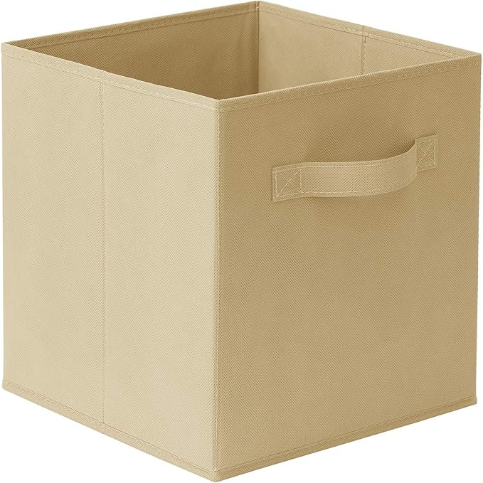 Casafield Set of 6 Collapsible Fabric Cube Storage Bins, Sandy Beige - 11" Foldable Cloth Baskets for Shelves, Cubby Organizers & More