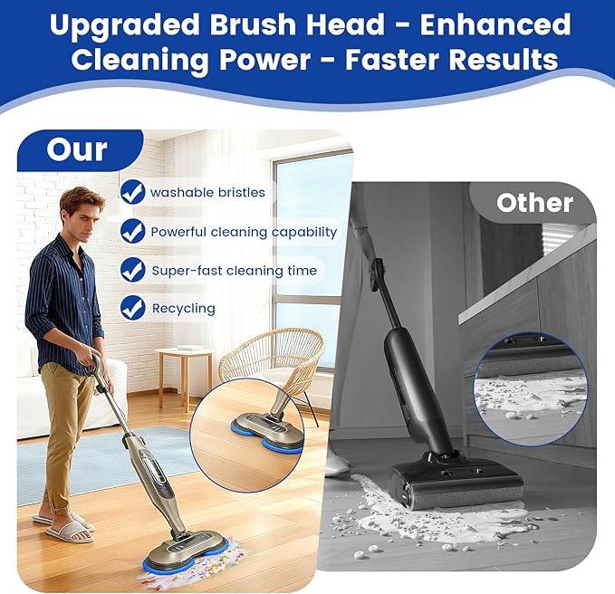 4 Pack Replacement Brush Heads for Shark, Brush Heads for Shark Compatible with S8201, S8001, S7001, S7201 - Steam Mop Pads with Nylon, Deep Clean Hardwood & Tile Floors, Scratch-Free- (Blue)