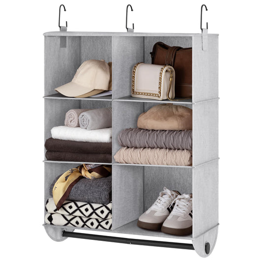 StorageWorks Hanging Closet Organizer with Rod, 6 Sections - Image 1