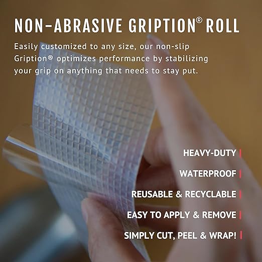 CATTONGUE GRIPS Non-Abrasive Grip Tape Wrap - 2” Thick Heavy-Duty, Waterproof Anti-Slip Tape for Wrapping Tools, Bats, Gym Equipment - Indoor & Outdoor Anti-Slip Solution (Black, 2-Pack)
