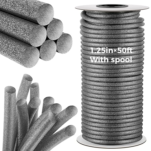 1.25 Inch x 50 ft Foam Backer Rod for Gaps Joints Concrete Crack Filler Caulk Saver Bulk Foam Backing Rod Concrete Filler Rope for Weather Stripping Door Seal (Gray)